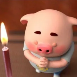 🐽 cochon, dessin animé, bougie, mignon, animal, fête telegram sticker