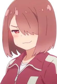 😏 animé, fille, cheveux roses, suffisant telegram sticker