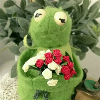 💚 Kermit Kermit the Frog, puppet, flower, muppet, cute, green, decoration telegram sticker