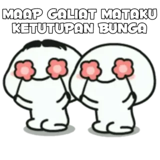 🍡 MAAP GALIAT MATAKU KETUTUPAN BUNGA mignon, fleurs, excuses, dessin animé telegram sticker