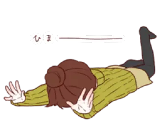 😰 ひま anime, girl, woman, bored, prostrate, lazy whatsapp sticker