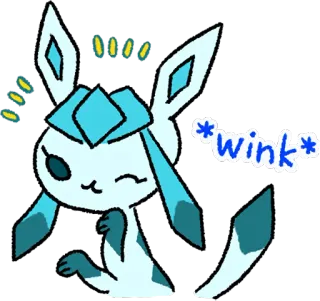 😉 Glaceon Pokemon *wink* покемон, глацион, лёд, милый, подмигивание, эмодзи telegram sticker