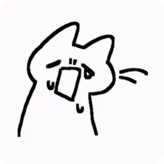 😭 cat, sad, crying, cartoon, drawing, line art telegram sticker