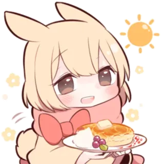 🥞 애니메이션, 귀여운, 팬케이크, 카와이, 디저트, 음식, 태양, 만화 telegram sticker