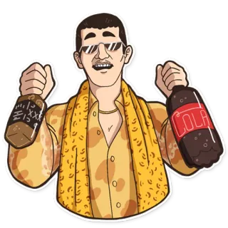 🍷 COLA Mann, Sonnenbrille, Getränk, Cola, Flasche, Cartoon whatsapp sticker