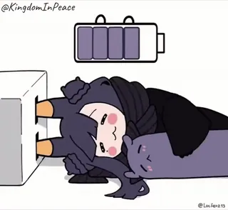😴 @KingdomInPeace anime, cartoon, battery, low battery, sleeping, cute, chibi telegram sticker