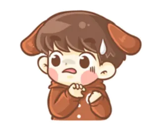 😥 cartoon, boy, anime, cute, dog, ears, sweating, worried telegram sticker