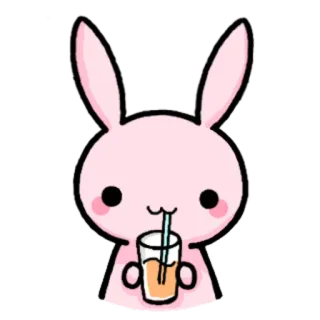 🍸 lapin, mignon, boisson, jus, animal, dessin animé whatsapp sticker
