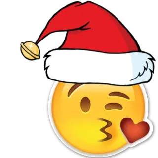 😘 Emoji, Natal, Piscadela, Beijo, Gorro de Papai Noel, Coração, Festivo telegram sticker