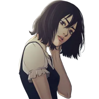 😐 vrouw, portret, anime, cartoon, kunst, vrouwelijk, meisje, illustratie telegram sticker