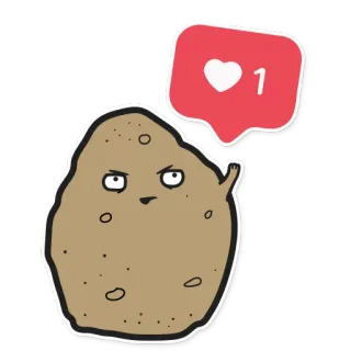 👍 potato, instagram, like, social media, cartoon, vegetable, food telegram sticker