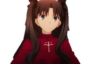 🙁 Rin Tohsaka Fate/stay night anime, character, female, brunette, cute telegram sticker