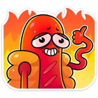 🔥 핫도그, 불, 만화, 음식, 캐릭터, 웃긴, 엄지척 telegram sticker