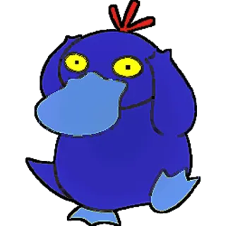 😶 bebek, biru, kartun, binatang, lucu, kawaii telegram sticker