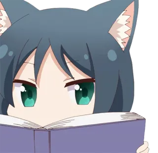 👀 kucing, anime, membaca, buku, imut whatsapp sticker