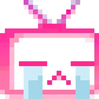 😓 pixel art, tv, crying, sad, pink telegram sticker