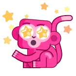 🤩 monkey, pink, stars, cartoon, animal, cute telegram sticker