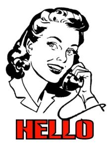 🙏 HELLO rétro, femme, téléphone, bonjour, salutation, vintage telegram sticker