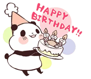 🍰 HAPPY BIRTHDAY!! verjaardag, panda, taart, feest, schattig telegram sticker