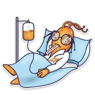 🤒 liberalism ป่วย, ความเจ็บป่วย, เสรีนิยม, การ์ตูน, เตียง, โรงพยาบาล, การแพทย์ telegram sticker