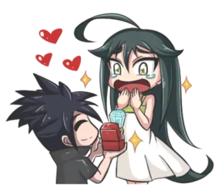 💍 anime, marriage proposal, love, romantic, engagement, cartoon, heart telegram sticker