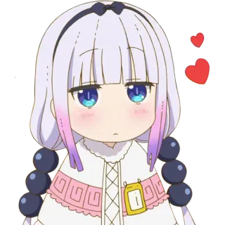 ❤ Kanna Kamui Miss Kobayashi's Dragon Maid Anime, Kanna, Carino, Kawaii, Drago, Cuori telegram sticker