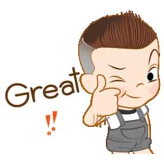 👍 Great Dibujos animados, Genial, Positivo, Éxito, Alegre whatsapp sticker