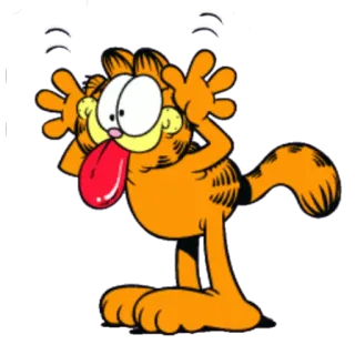 🤡 Garfield cat, cartoon, funny, orange, tongue whatsapp sticker