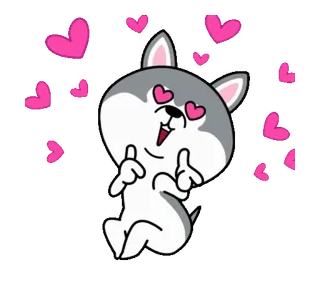 😍 dog, hearts, love, cute, kawaii, animal whatsapp sticker