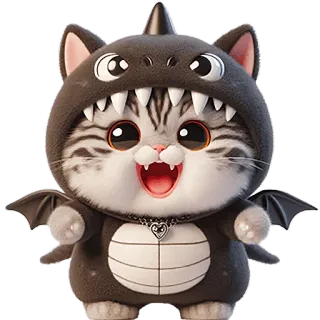 🤗 gatto, animale, carino, gattino, costume, squalo, cartone animato telegram sticker