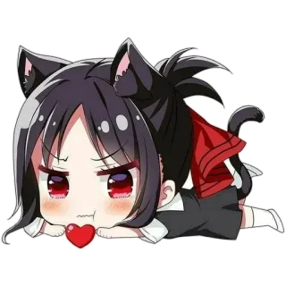 ❤️ Anime, Chibi, Orecchie da gatto, Cuore, Carino telegram sticker