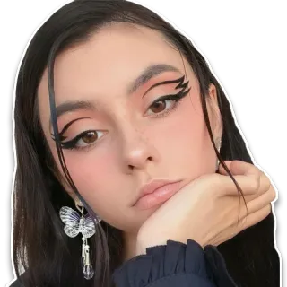 🤭 mujer, belleza, retrato, maquillaje, mariposa, pendientes whatsapp sticker