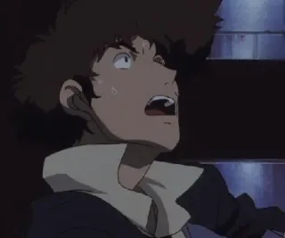 😱 Spike Spiegel Cowboy Bebop Anime, Personaje, Asustado, Dibujos animados, Retrato telegram sticker