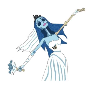 🎊 Emily Corpse Bride 僵尸新娘, 艾米丽, 蒂姆·伯顿, 动画, 新娘, 骷髅, 哥特 whatsapp sticker