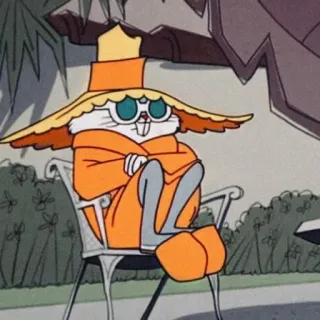 😎 Bugs Bunny dessin animé, lapin, chapeau, détente, assis telegram sticker