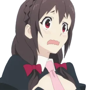 😰 Megumin Konosuba Anime, Fille, Personnage, Megumin, Konosuba, mignon, inquiète whatsapp sticker