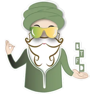 😈 BTFD การ์ตูน, สติกเกอร์, ตัวละคร, เครา, ผ้าโพกหัว, แว่นกันแดด telegram sticker
