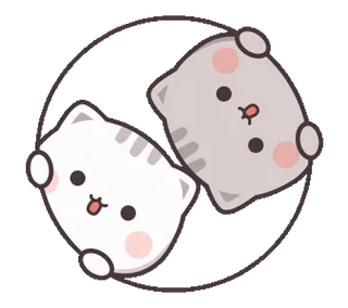 👀 gatos, fofo, animais, yin yang, kawaii telegram sticker