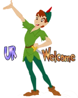 🙏 Peter Pan UR Welcome ปีเตอร์แพน, การ์ตูน, แฟนตาซี, ยินดี, กริช, ตัวการ์ตูน telegram sticker