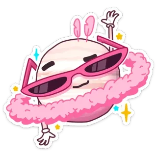 😎 planet, space, cute, sunglasses, kawaii, animation, pink telegram sticker