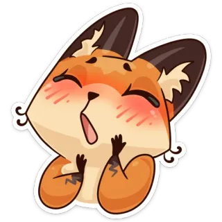 😫 zorro, dibujos animados, animal, lindo, feliz, emoji telegram sticker