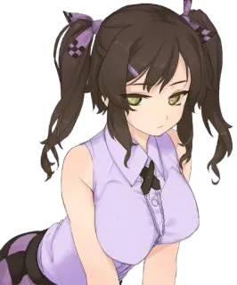 👺 Fille anime, Personnage de dessin animé, Cheveux bruns, Nattes, Mignon whatsapp sticker