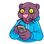 🥲 pantera, animal, desenho animado, telefone, moletom com capuz telegram sticker