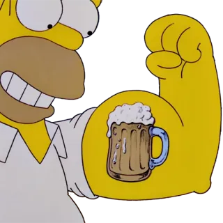 🍺 Homer Simpson The Simpsons Homer Simpson, beer, cartoon, muscle, strength, tv show telegram sticker