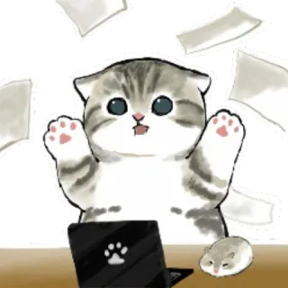 😫 gato, gatito, ordenador, portátil, oficina, animal, lindo, kawaii whatsapp sticker