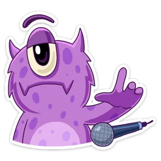 😤 monster, microphone, cartoon, purple, emoji, gesture telegram sticker