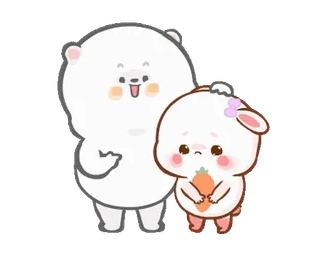 ⭐ urso, coelho, desenho animado, fofo, kawaii, amizade whatsapp sticker
