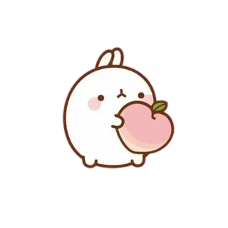 💘 Molang rabbit, cute, molang, peach, kawaii, cartoon telegram sticker