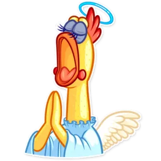 😇 frango, anjo, desenho animado, animal, asas, auréola telegram sticker