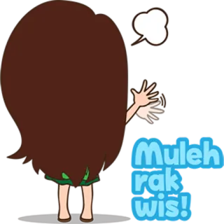 🚶 Muleh rak wis! desenho animado, menina, indonésio, texto, balão de fala telegram sticker